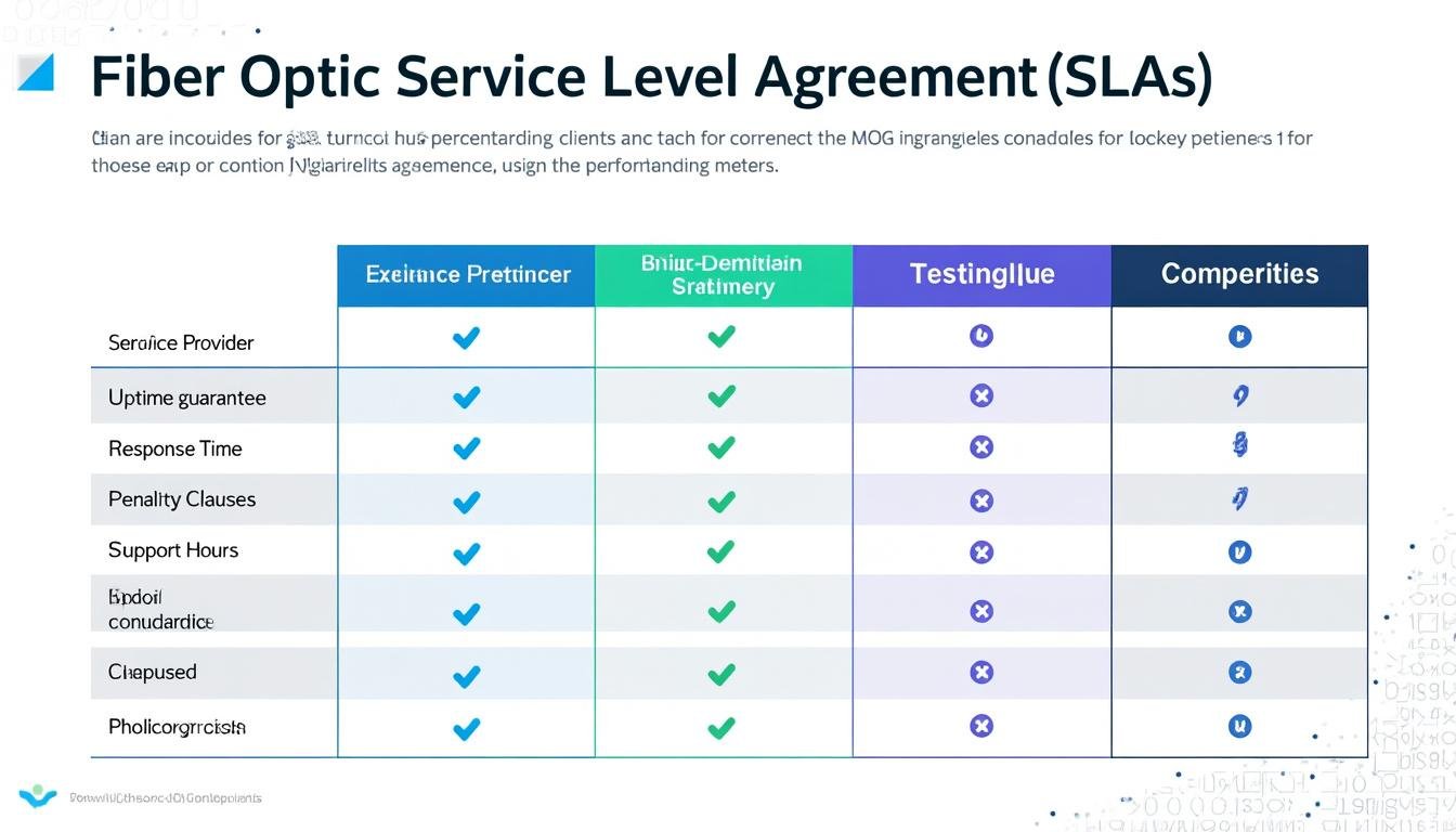 découvrez les éléments essentiels à vérifier concernant la garantie de service (sla) pour la fibre très haut débit (ftto). assurez-vous d'avoir des engagements clairs en matière de disponibilité, de délais d'intervention et de qualité de service pour maximiser la performance de votre réseau.
